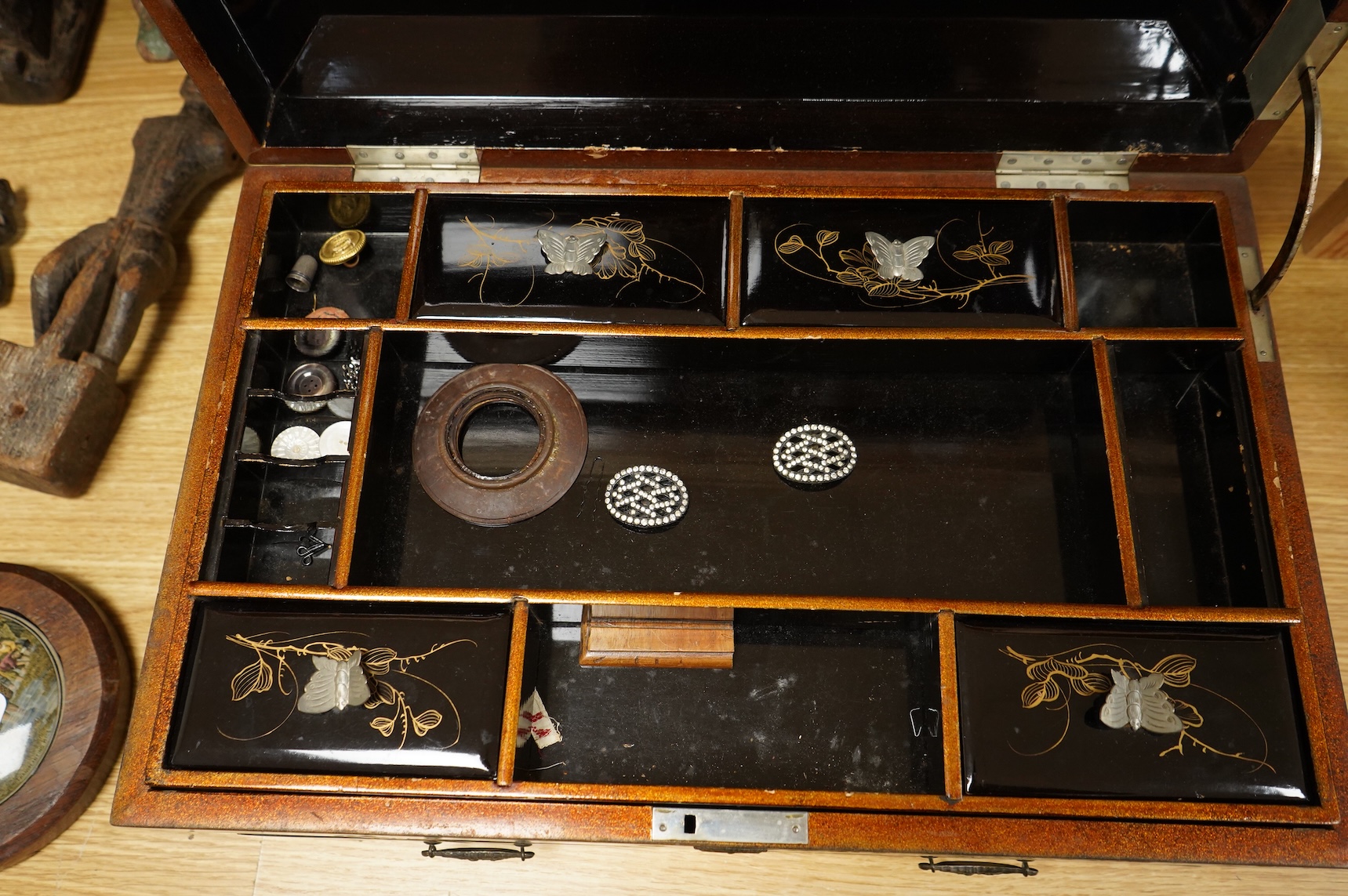 A Chinese lacquer work box, Meiji period, 45cm